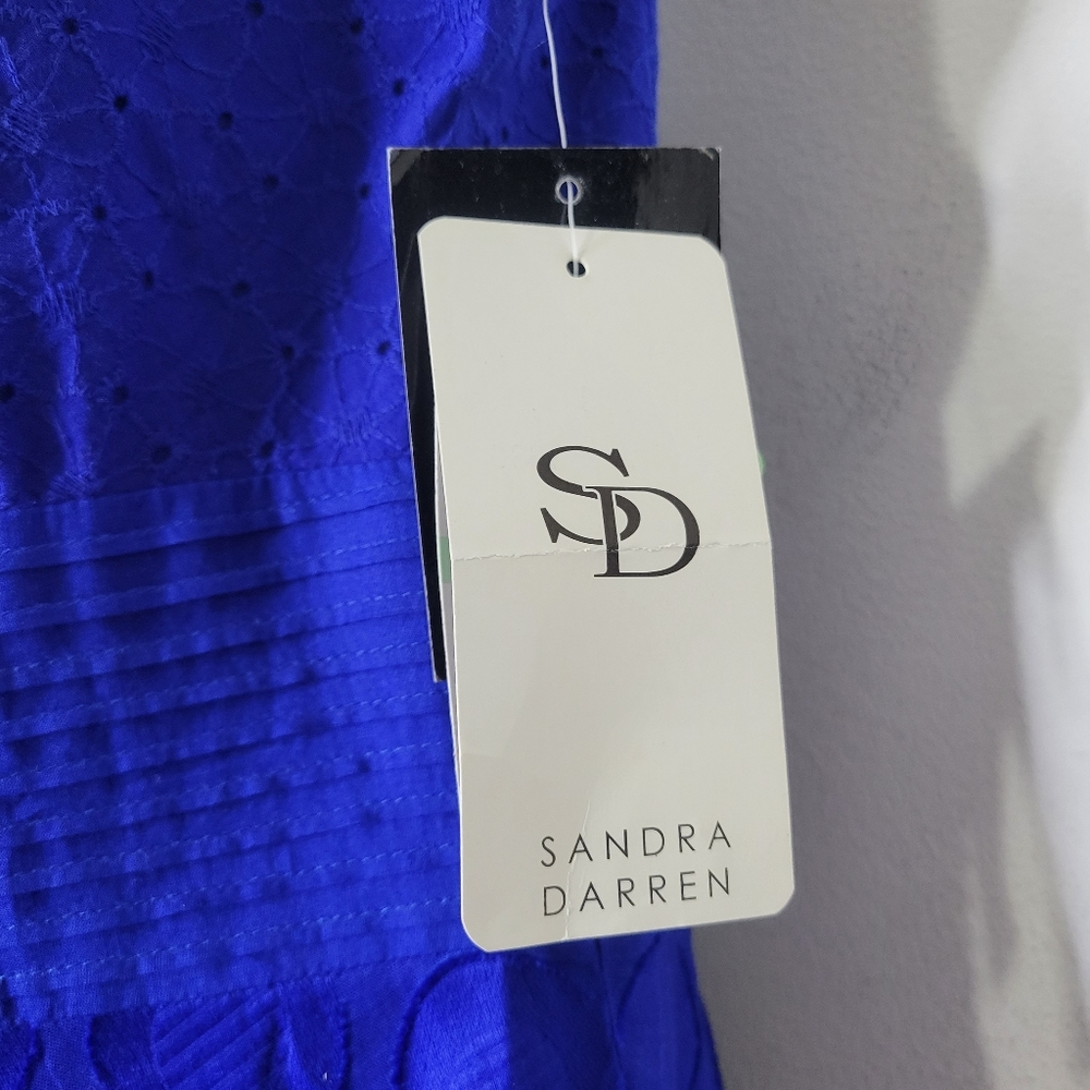 Sandra Darren Royal Blue V Neckline Sleeveless Fit and Flare Dress Size 8 - Picture 6 of 13